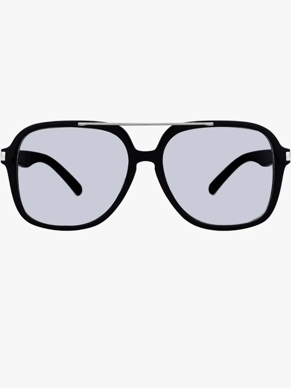 Black Aviator Sunglasses with Silver Bridge Unisex